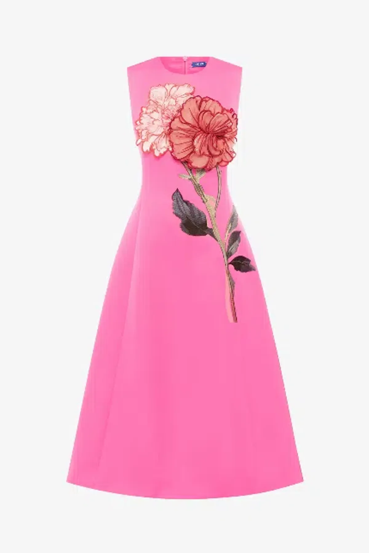 Leo Lin Cleo Appliqué Sleeveless Midi Dress in Peony Print in Fuchsia Size 16 / XXL - Image 6
