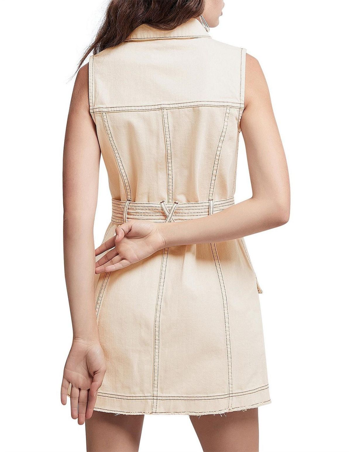 Aje Silvatica Denim Mini Dress Sand Size 6 - Image 3