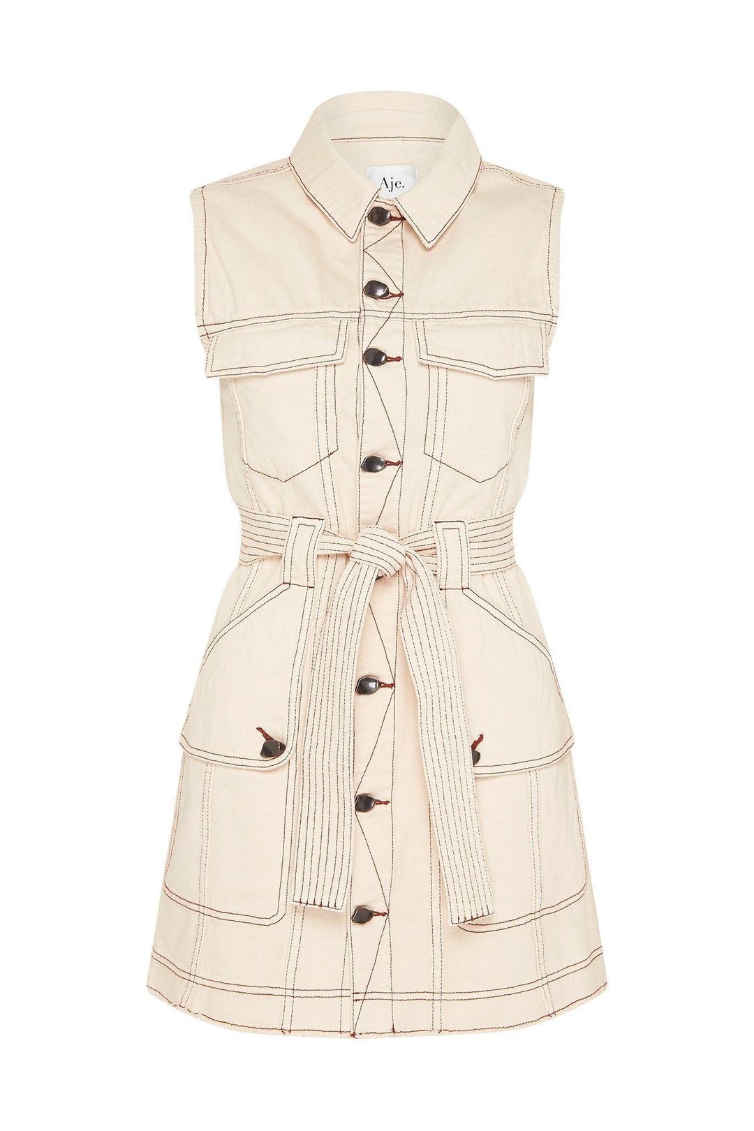 Aje Silvatica Denim Mini Dress Sand Size 6 for rent on The Volte - main image