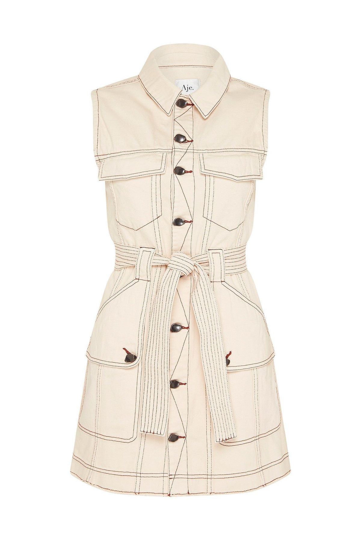 Aje Silvatica Denim Mini Dress Sand Size 6 - Image 4