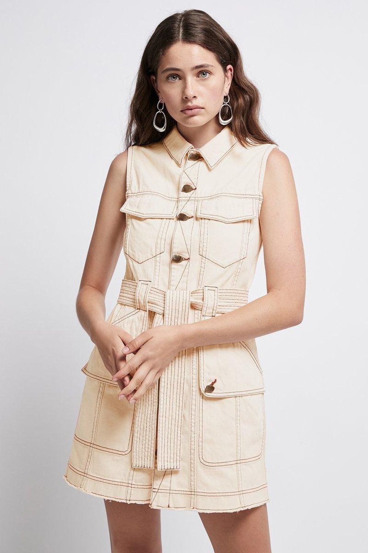 Aje Silvatica Denim Mini Dress Sand Size 6 - Image 2