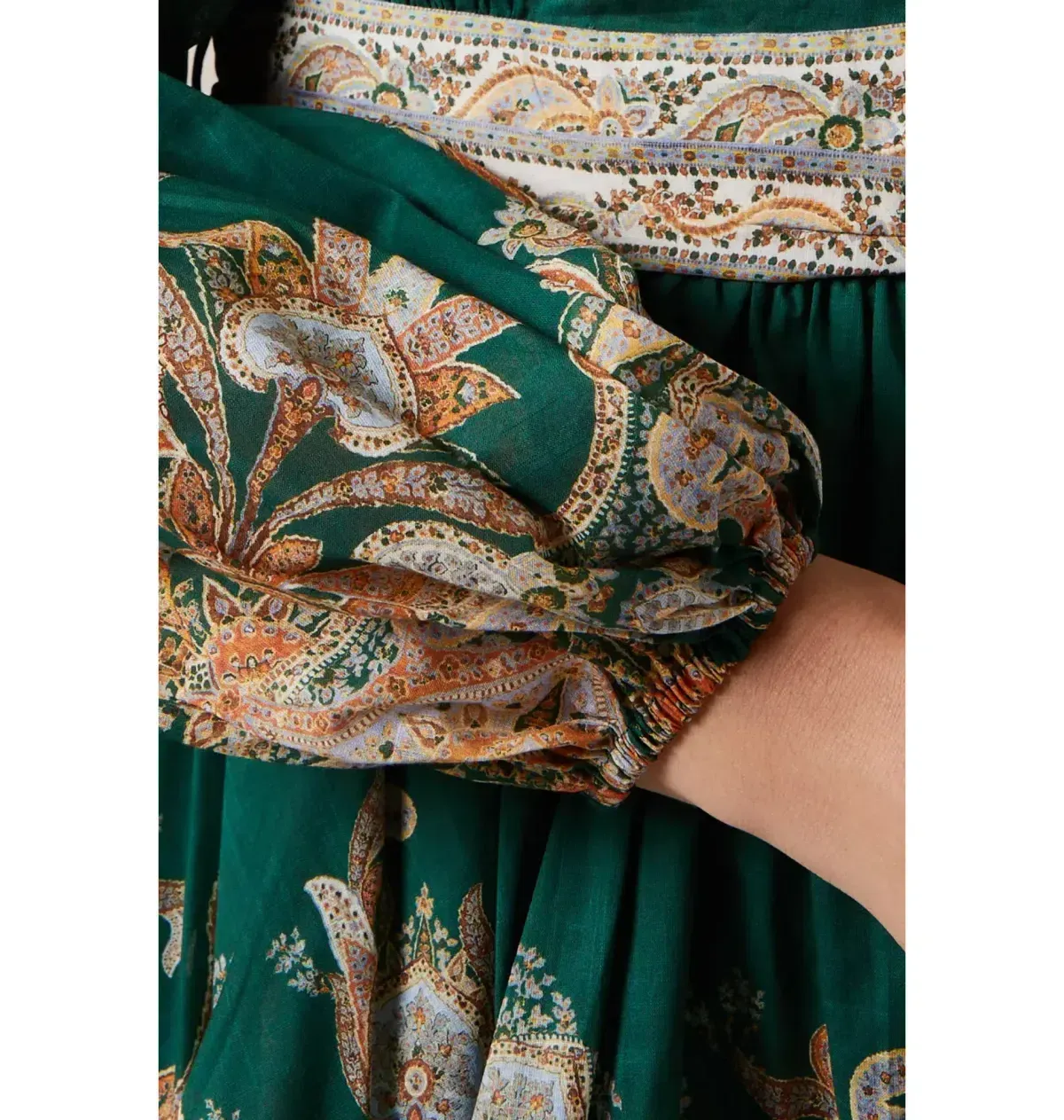 Devi Wrap Mini Dress Emerald / Paisley - Image 4