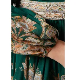 Devi Wrap Mini Dress Emerald / Paisley for rent on The Volte - image 4