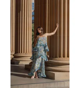 Elliatt Armani Tiered Maxi Dress In Blue Floral Size M/AU 10 for rent on The Volte - image 6