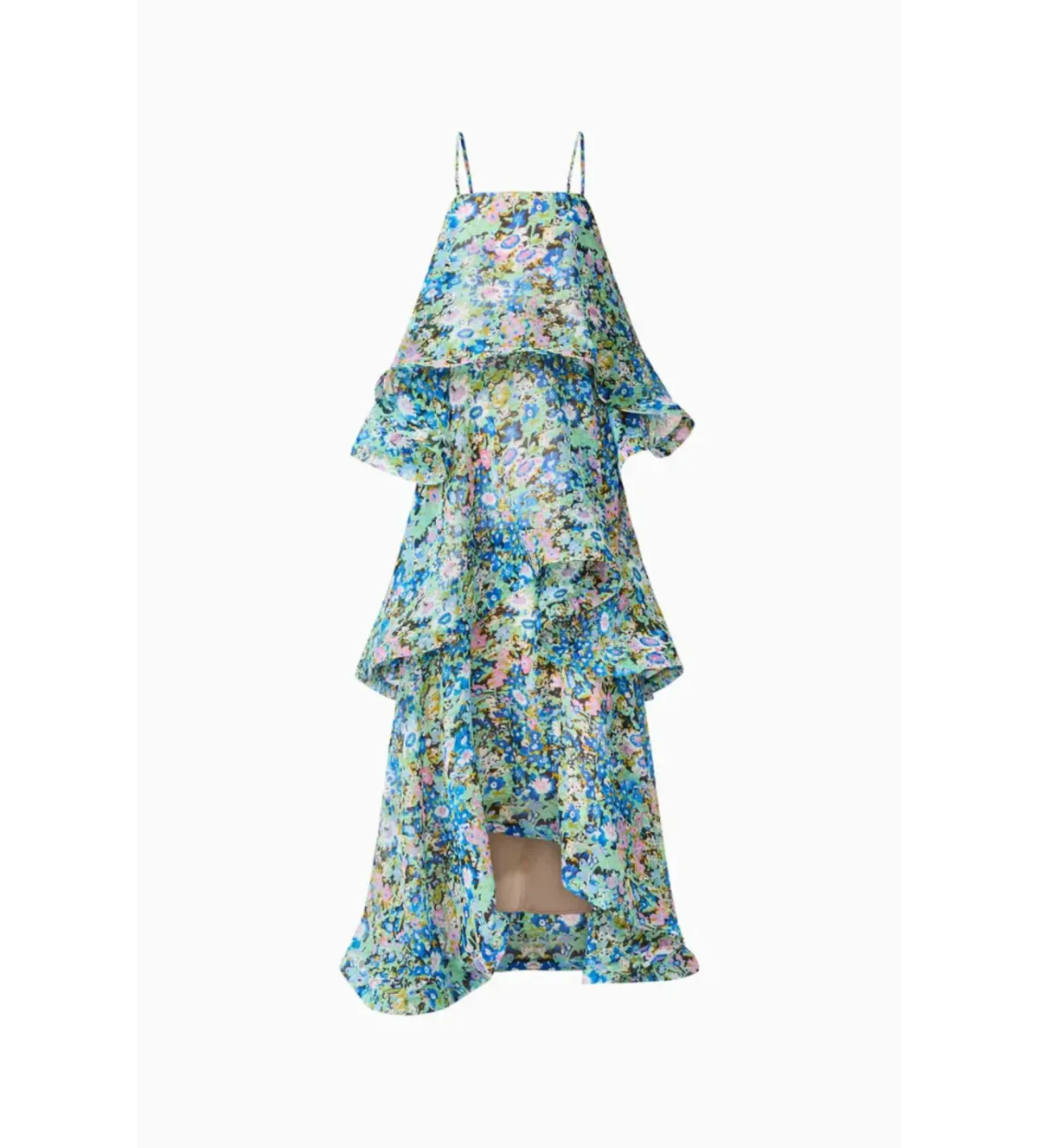 Elliatt Armani Tiered Maxi Dress In Blue Floral Size L/AU 12 - Image 8