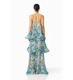 Elliatt Armani Tiered Maxi Dress In Blue Floral Size L/AU 12 for rent on The Volte - image 7