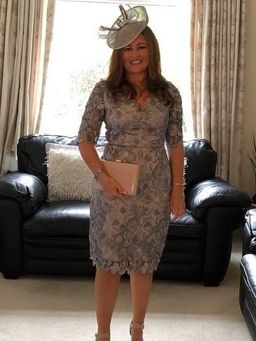 Review Lace Dress grey size 10 for rent on The Volte - image 1