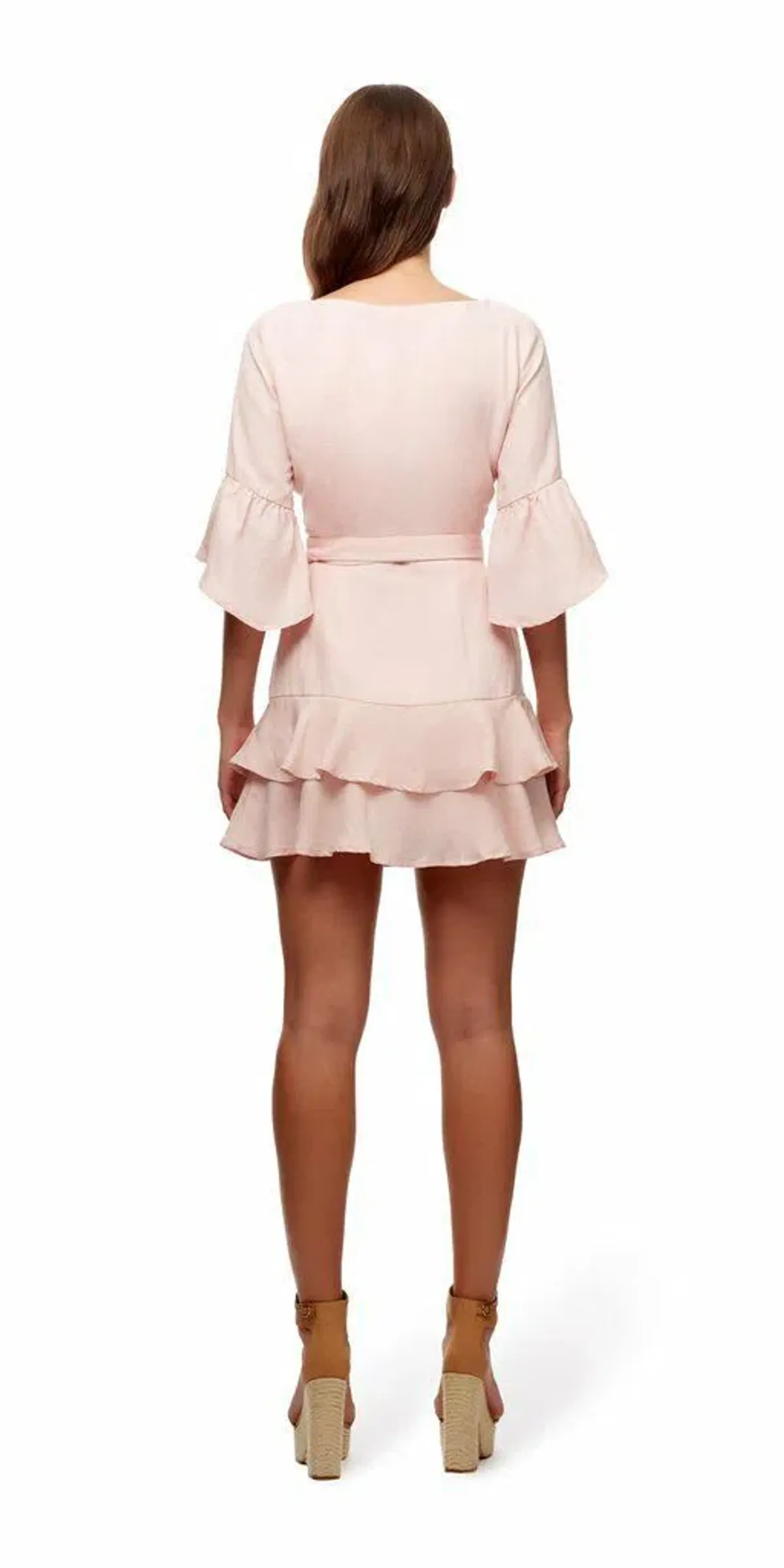 Kookai Shoreline Frill Wrap Dress Pink Size 12 - Image 2