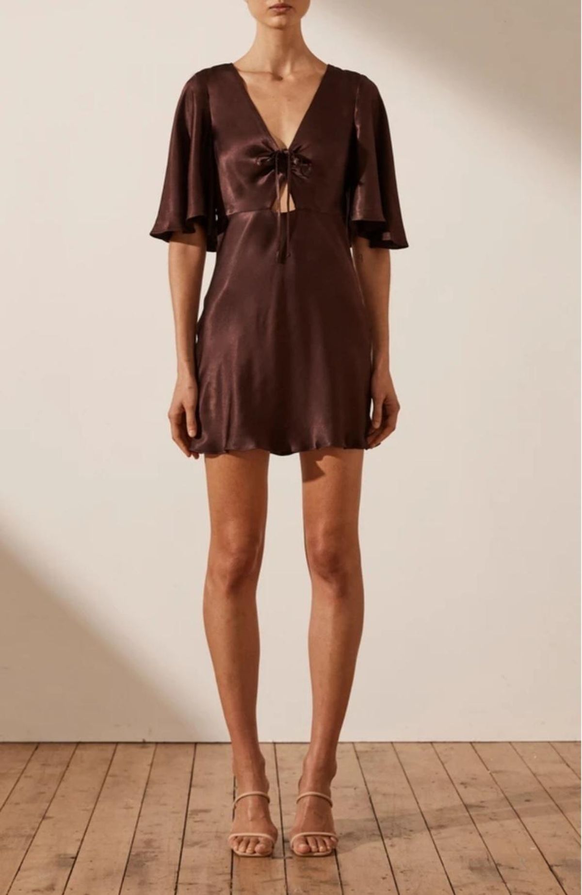 SHONA JOY WRIGHT FLUTTER SLEEVE DRESS size 10 - Image 1