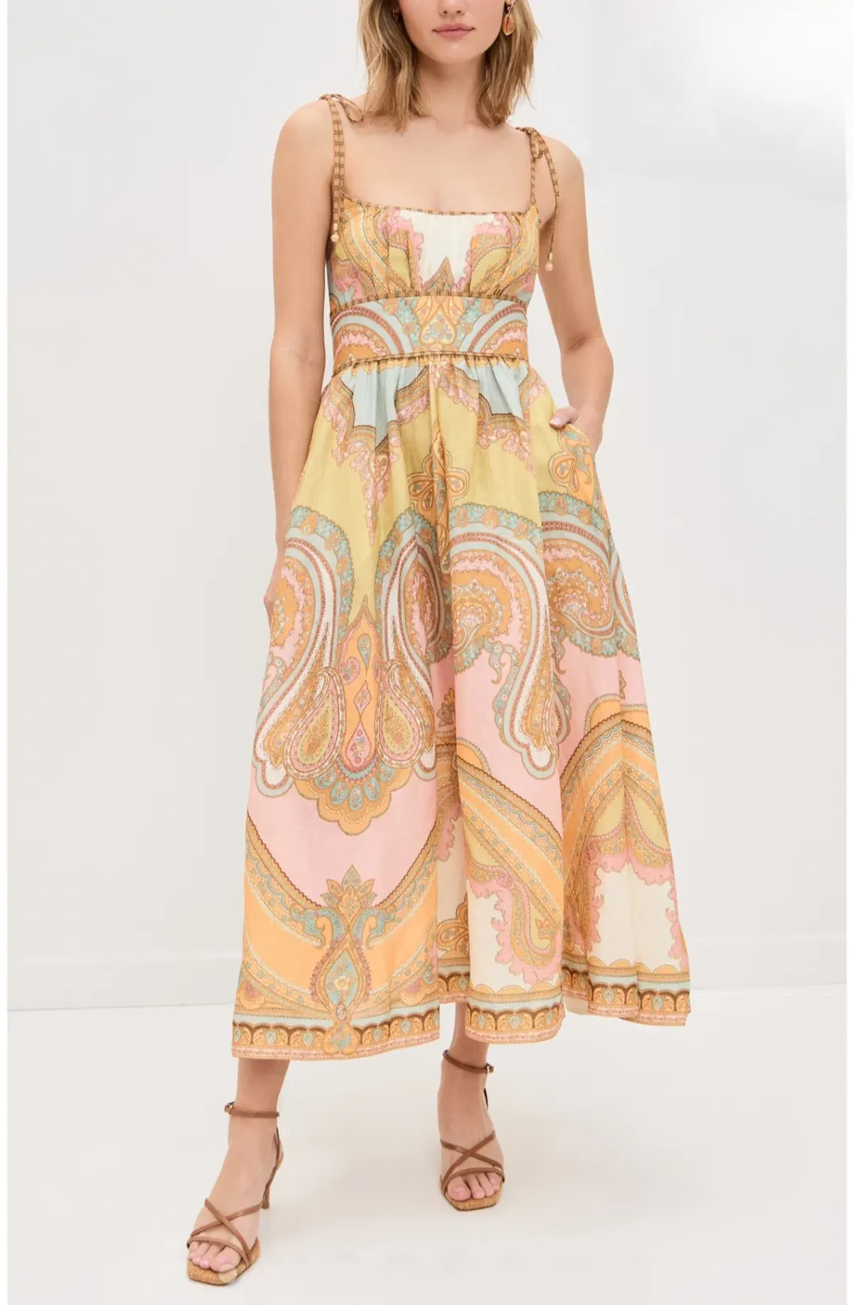 Zimmermann Maxine Picnic Midi Dress in Multi Paisley Size 2 AU 12 - Image 2