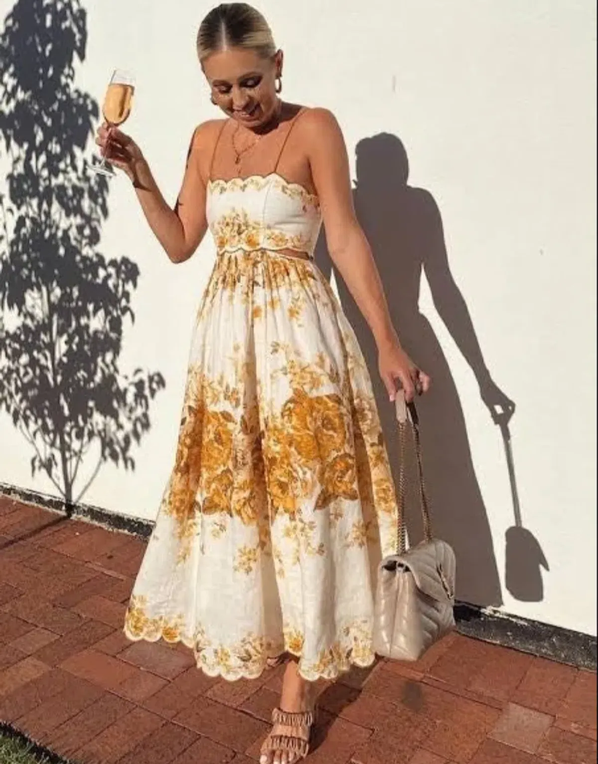 Zimmermann Aliane Scallop Midi Dress in Amber Floral Size 1 AU 10 - Image 3