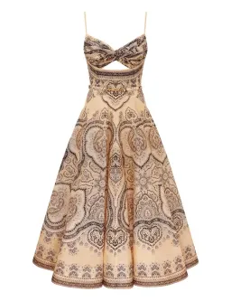 Zimmermann Luna Twist Midi Dress in Cream Perla Paisley Size 0 / AU 6 for rent on The Volte - image 1