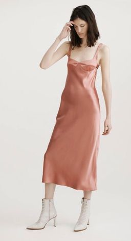 DION LEE Layered Silk Satin Dress In Pink for rent on The Volte - image 1