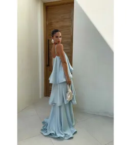 Elliatt Tilly Tiered Maxi Dress in Blue Size L/AU 12 for rent on The Volte - image 4