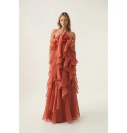 🧡 AJE Pandorea Gown Size 14 in Coral Clay / Rust Brown / Orange Maxi Dress🧡 for rent on The Volte - image 2
