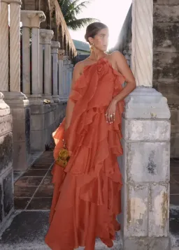 🧡 AJE Pandorea Gown Size 14 in Coral Clay / Rust Brown / Orange Maxi Dress🧡 for rent on The Volte - image 14