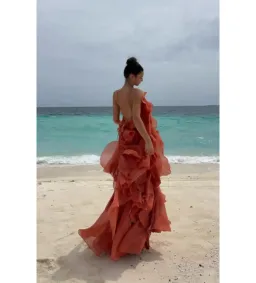 🧡 AJE Pandorea Gown Size 14 in Coral Clay / Rust Brown / Orange Maxi Dress🧡 for rent on The Volte - image 12