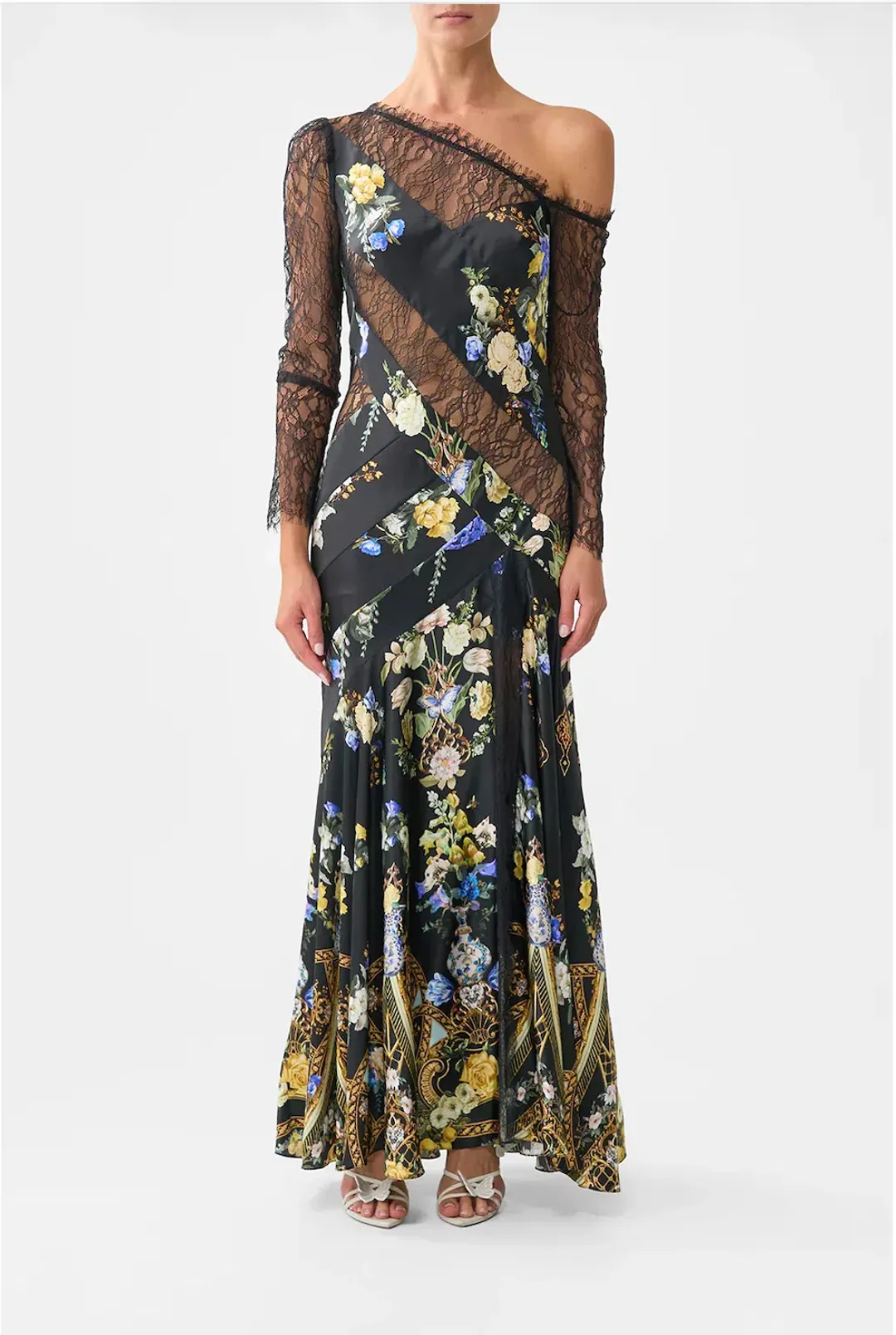 CAMILLA Lace Splice One Shoulder Dress Ottoman Elegance Multicoloured size XXS for rent on The Volte - main image