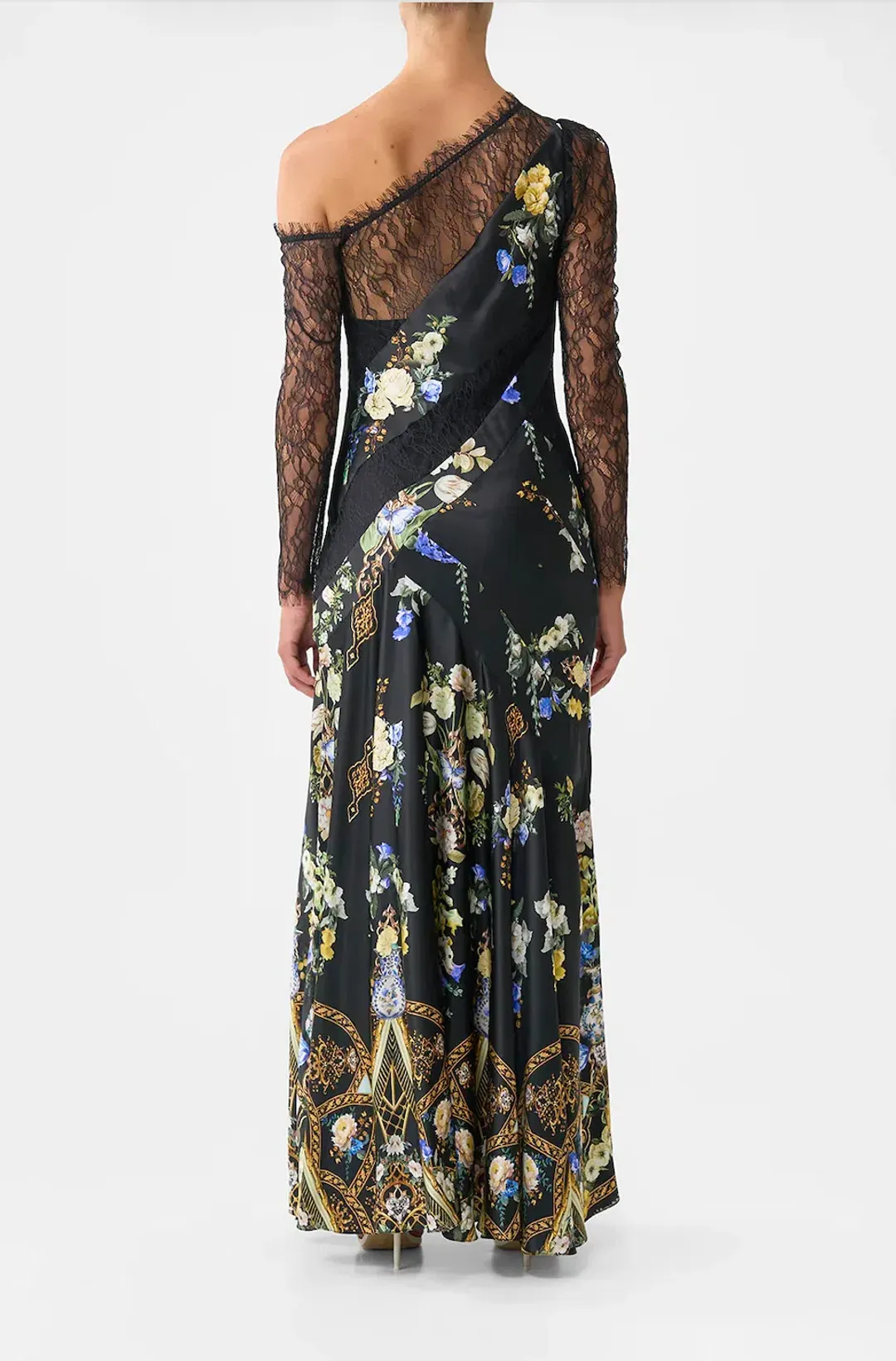 CAMILLA Lace Splice One Shoulder Dress Ottoman Elegance Multicoloured size XXS for rent on The Volte - main image