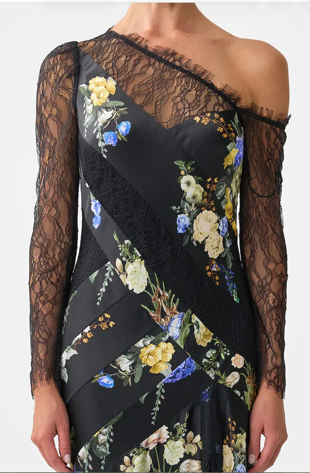 CAMILLA Lace Splice One Shoulder Dress Ottoman Elegance Multicoloured size XXS for rent on The Volte - main image