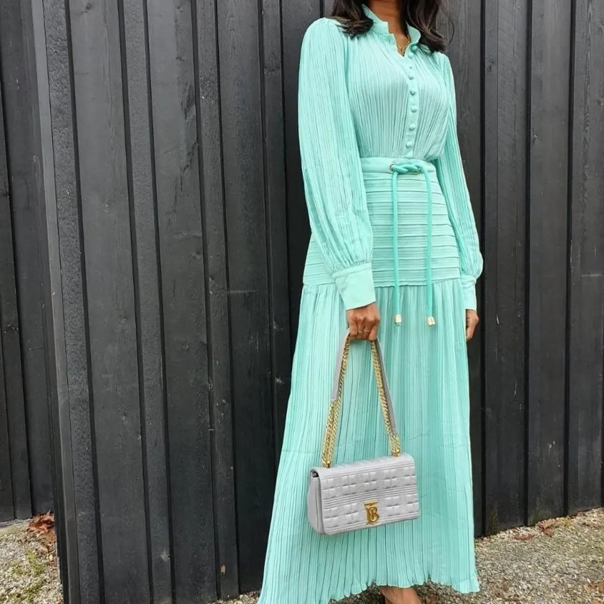 Sheike Tarlia Pleated Maxi Dress in Aqua Size 14 - Image 2
