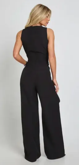 Veronika Maine Black Belted Jumpsuit for rent on The Volte - image 2