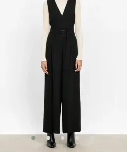 Veronika Maine Black Belted Jumpsuit for rent on The Volte - image 1