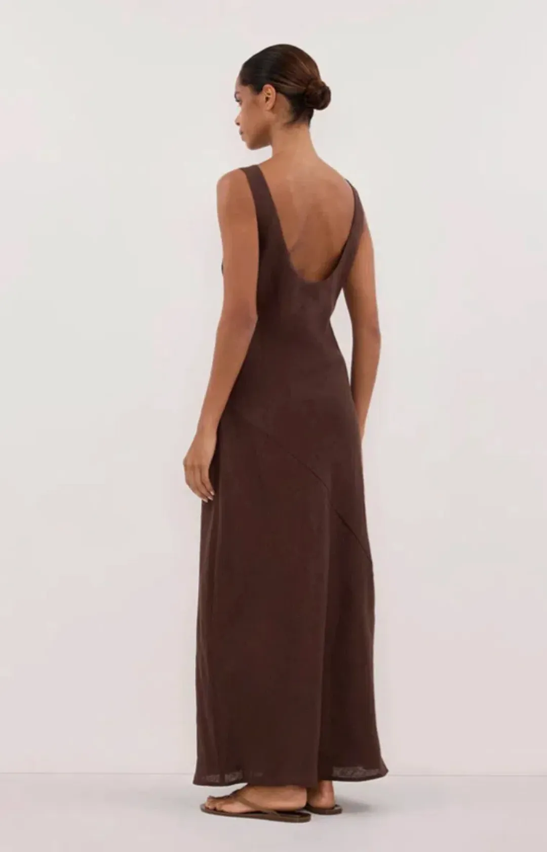 Dissh Lacy Cocoa Linen Midi Dress for rent on The Volte - main image