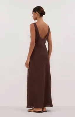 Dissh Lacy Cocoa Linen Midi Dress for rent on The Volte - image 4
