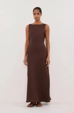 Dissh Lacy Cocoa Linen Midi Dress for rent on The Volte - image 1