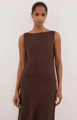 Dissh Lacy Cocoa Linen Midi Dress for rent on The Volte - image 2