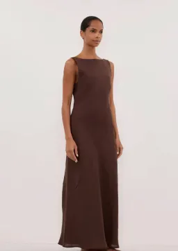 Dissh Lacy Cocoa Linen Midi Dress for rent on The Volte - image 3