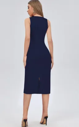 French Connection Vintage Navy Bodycon Midi Dress for rent on The Volte - image 2