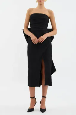 π€BRAND NEW - REBECCA VALLANCE Helene Bow Midi Dress β Black β Size 10 Strapless Formal Dress π€ for rent on The Volte - image 3