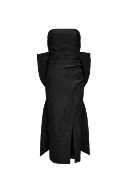 π€BRAND NEW - REBECCA VALLANCE Helene Bow Midi Dress β Black β Size 10 Strapless Formal Dress π€ for rent on The Volte - image 4