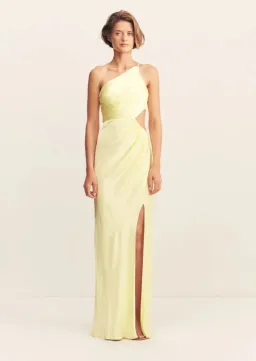 Shona Joy La Lune Asymmetrical Gathered Maxi Dress - Lemon for rent on The Volte - image 1