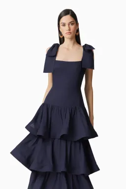 Elliatt Kara Tiered Maxi Dress in Navy Size S/8 AU for rent on The Volte - image 3