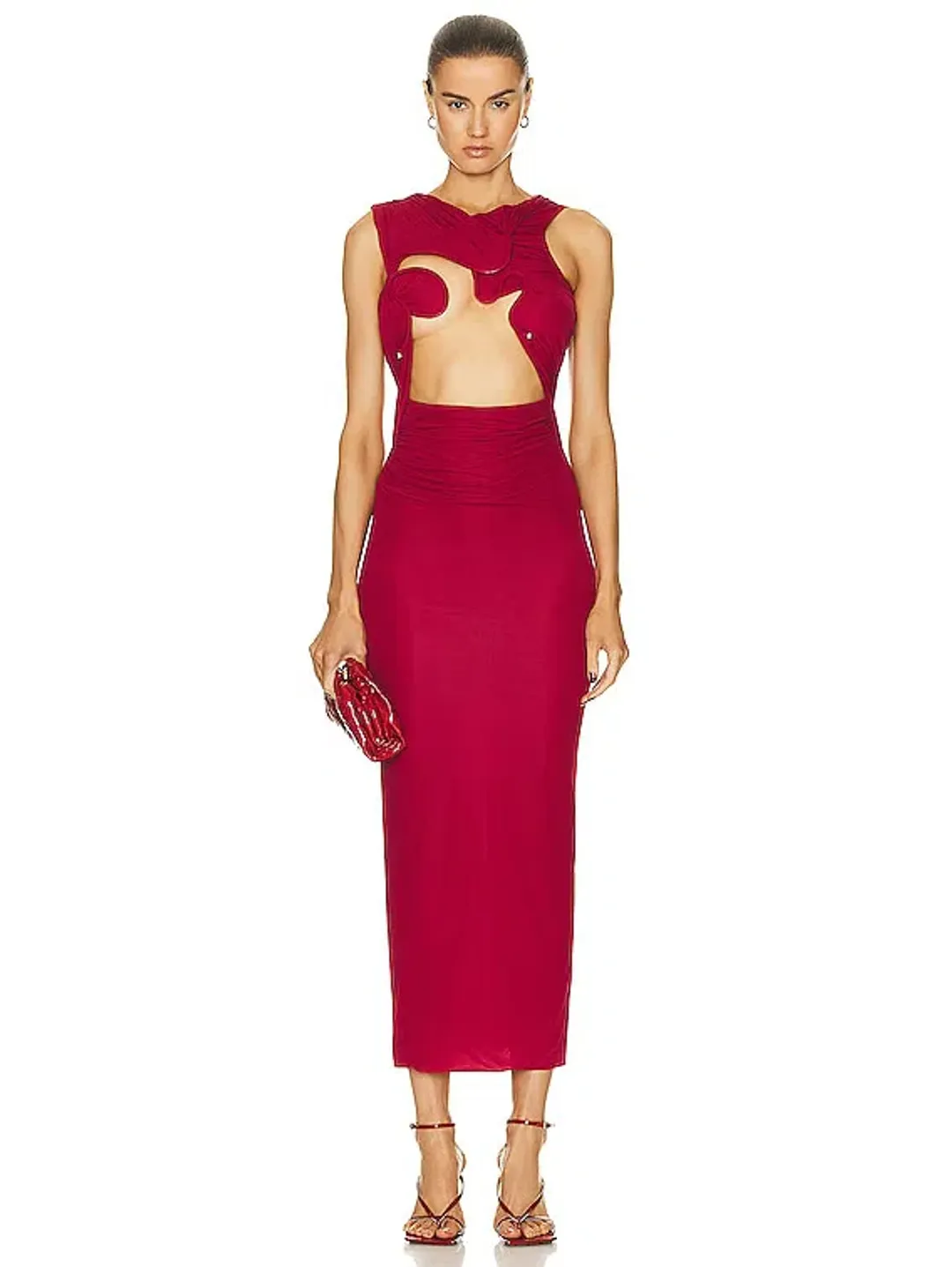 Christopher Esber Venus Tank Dress Cherry Red Size 6 XS Extra Small for rent on The Volte - main image