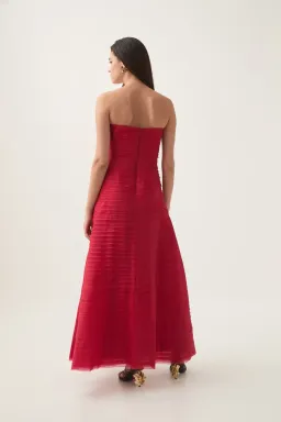 ❤️ AJE Soundscape Maxi Dress – Scarlett Red – Size 10 AU Strapless Formal Gown❤️ for rent on The Volte - image 2