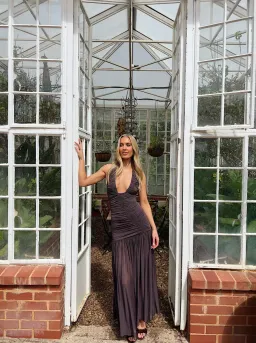 Christopher Esber Orion Gown in Malbec Brown AU 8 | Maxi Wedding Guest , Event & Formal Dress for rent on The Volte - image 1