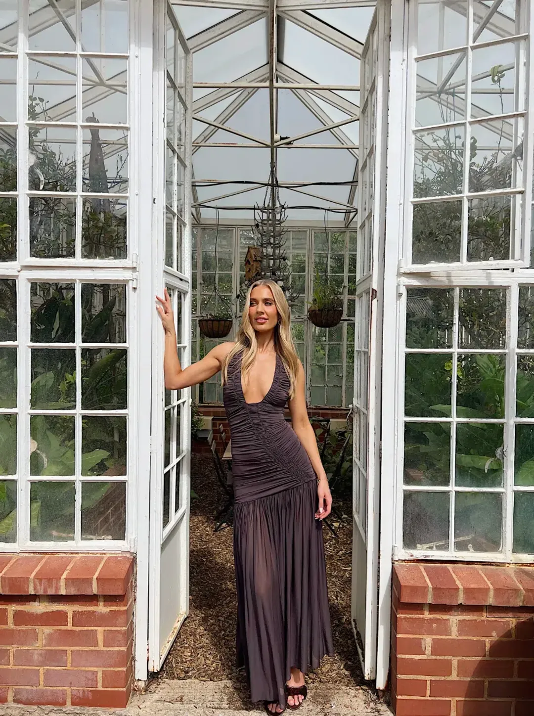 Christopher Esber Orion Gown in Malbec Brown AU 10 | Maxi Wedding Guest Event & Formal Dress for rent on The Volte - main image