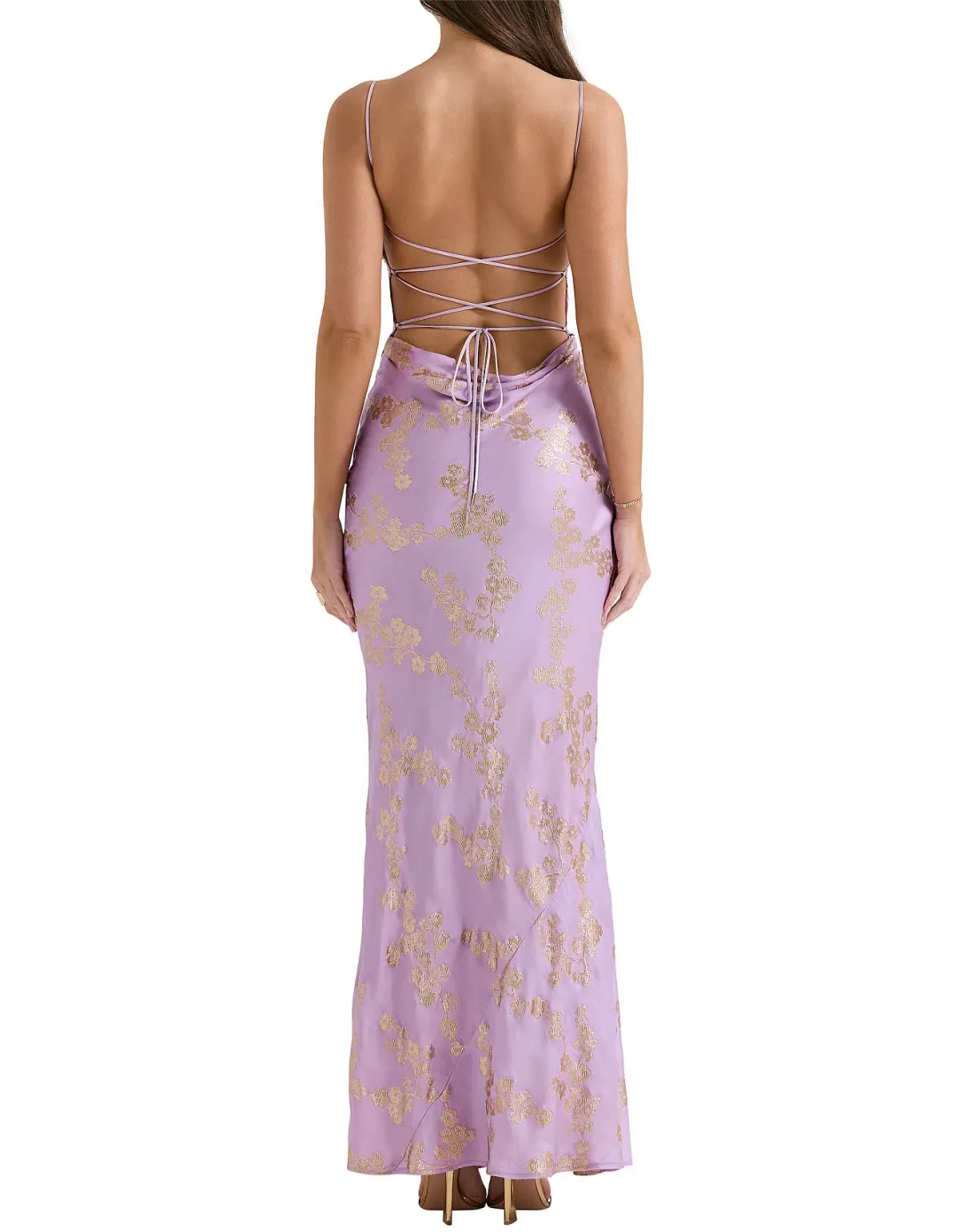 House of CB Capriana Orchid Jacquard Satin Gown Size 8 for rent on The Volte - main image