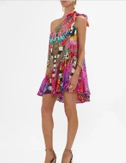 CAMILLA Tie One Shoulder Short Dress — Sahara Supernatural Size XL/XXL Best fit: AU 14–18 for rent on The Volte - image 3
