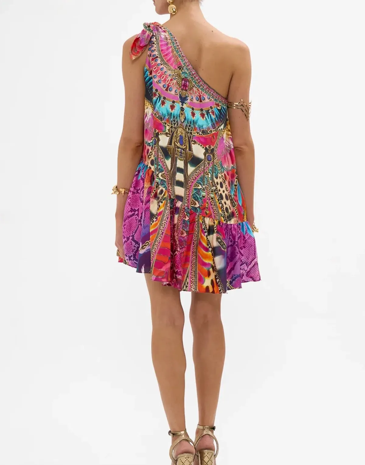 CAMILLA Tie One Shoulder Short Dress — Sahara Supernatural Size XL/XXL Best fit: AU 14–18 - Image 2