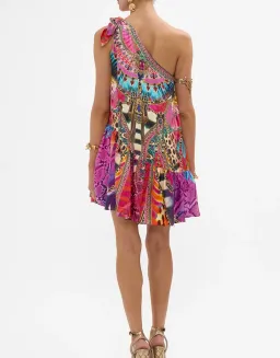 CAMILLA Tie One Shoulder Short Dress — Sahara Supernatural Size XL/XXL Best fit: AU 14–18 for rent on The Volte - image 2
