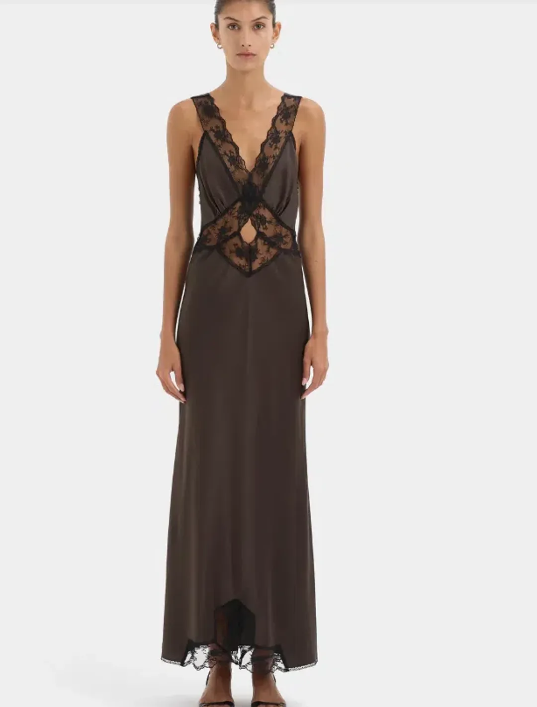 Sir Aries Cut Out Gown in Chocolate Size 8 for rent on The Volte - main image