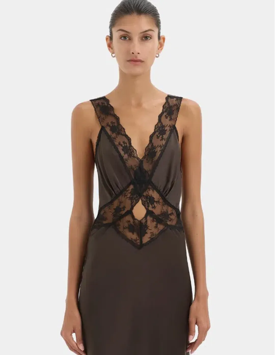 Sir Aries Cut Out Gown in Chocolate Size 8 for rent on The Volte - main image