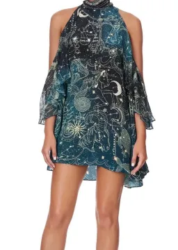 CAMILLA Neck Tie Short Dress — Into The Mystique size M for rent on The Volte - image 1