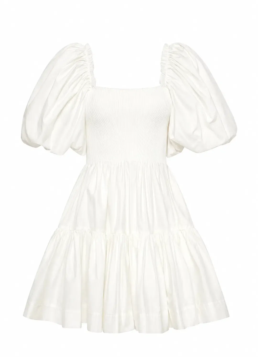 AJE Casa Puff Sleeve Mini Dress – Ivory Size 16 for rent on The Volte - main image