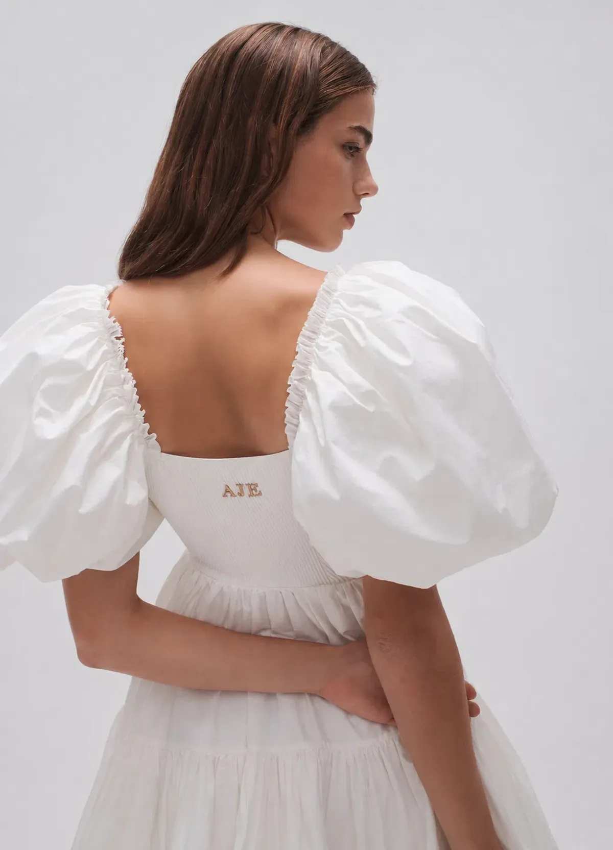 AJE Casa Puff Sleeve Mini Dress – Ivory Size 16 - Image 3